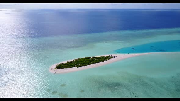 Aerial top down tourism of exotic sea view beach holiday by turquoise ocean and white sandy backgrou