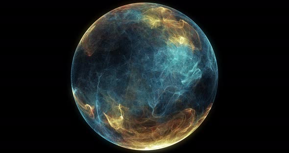 Abstract particle sphere, science background.