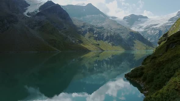 High mountain reservoir Mooserboden Stausee in Kaprun