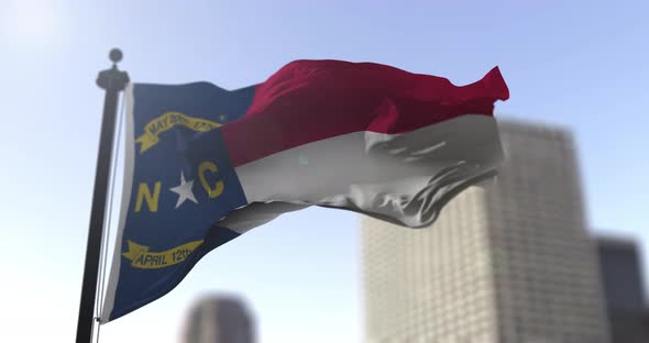 North Carolina state flag waving