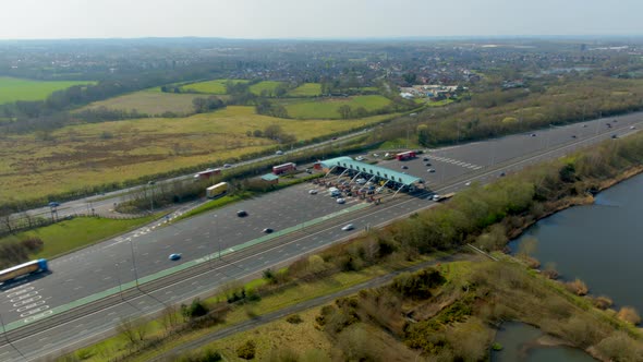 Motorway Toll Station Aerial Timelapse