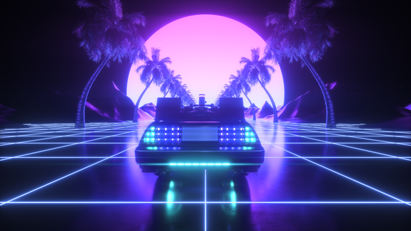 Synth Wave And Car Futuristic Backdrop