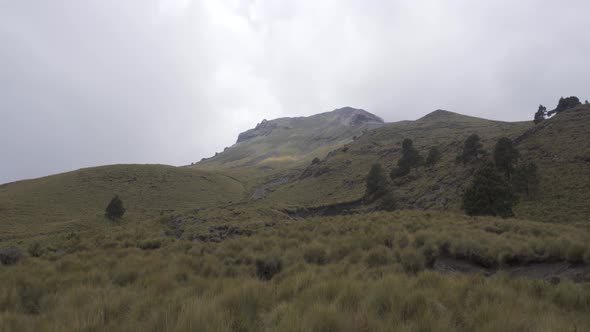 Hiking trail leading to the top of Iztaccihuatl volcanic mountain in Mexico