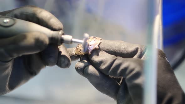 Jeweler Hands Working With A Ring
