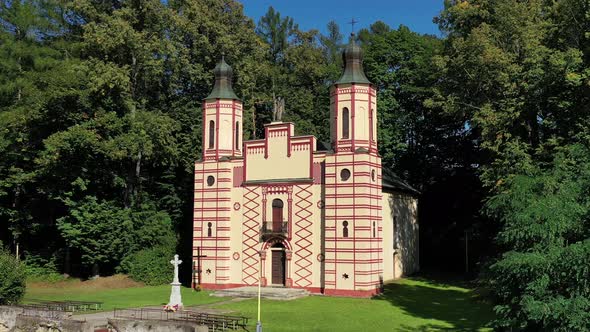 Aerial view of Calvary in Bardejov, Slovakia