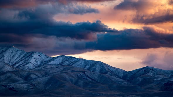 Cinemagraph of a dark and beautiful sunset over the Rocky Mountains in an infinite and seemless loop