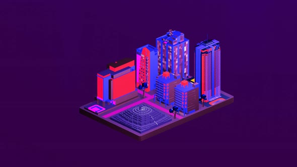 Isometric temples and city buildings