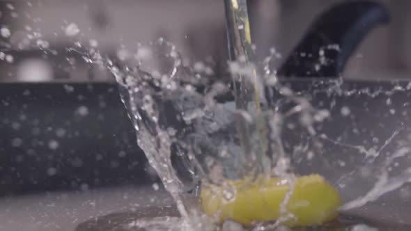 Falling of the Egg Into the Frying Pan. Slow Motion