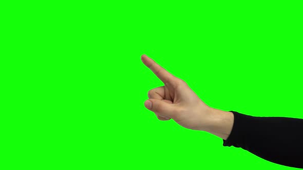 Hand of Man Showing Gesture No. Chroma Key. Close Up