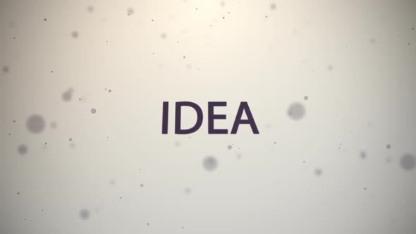 Typography animation with particles presents various words related to business.