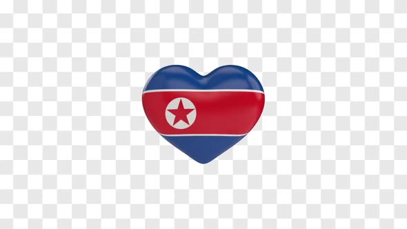 North Korea Flag on a Rotating 3D Heart