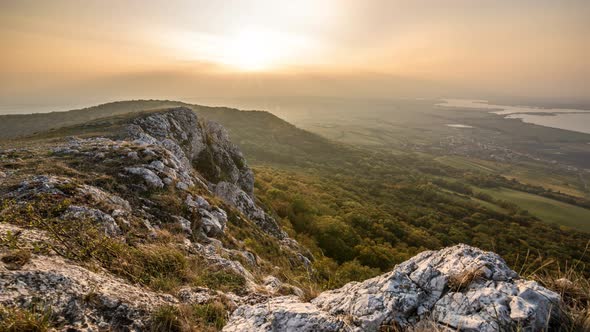 Beautiful landscape with sunset in the Czech Republic