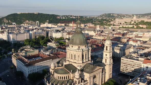 Flight over St. Stephen's Basilica (Szent Istvan-bazilika), Budapest, Hungary