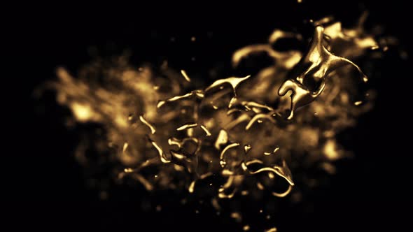 Beautiful, abstract, yellow splash of water rotating in frozen action