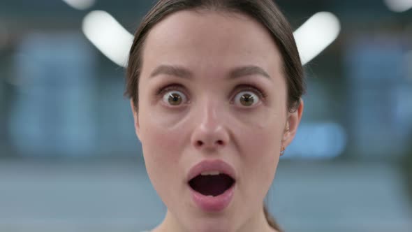 Close up of Face of Woman with Shocked Expression