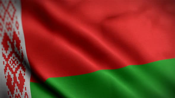 Belarus Flag Closeup Blowing In Wind