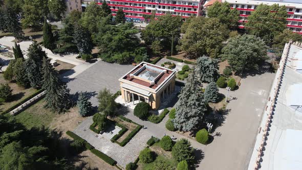 Aerial view of Joseph Stalin Museum in city Gori. Stalin's Homeland