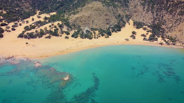 The tropical and scenic nudist beach of Agios Ioannis on Gavdos island.