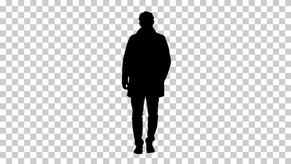 Silhouette man walking, Alpha Channel