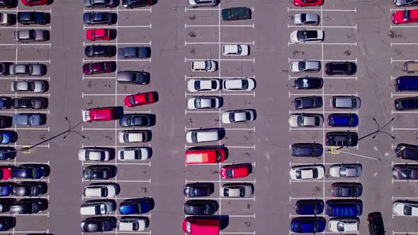 Drone Flies Over a Large Used Car Parking Lot