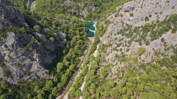 Aerial Top View Goynuk Canyon Turkey