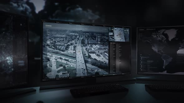 Close Up View Of An Intelligence Navigation Software Showing Busy Highways alt