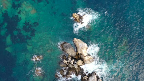 Drone Over the Most Colorful Sea in a Storm In Alanya Aerıal Vıew 4 K