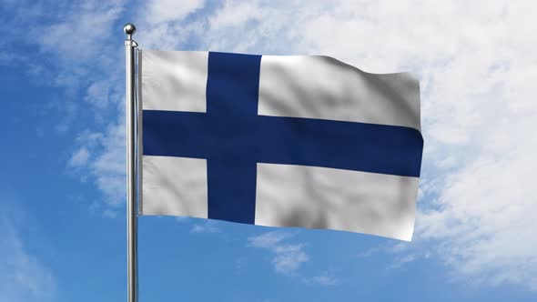 Flag of Finland with Sky Background