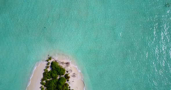 Natural birds eye clean view of a sandy white paradise beach and blue ocean background in best quali