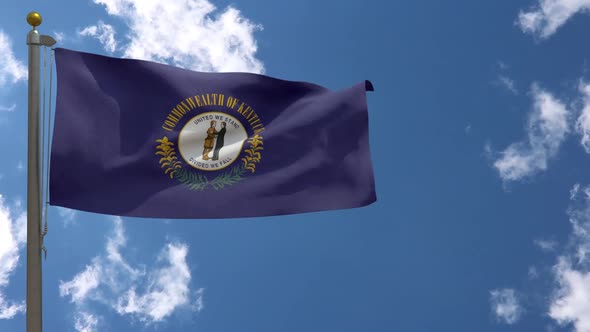Kentucky State Flag (Usa) On Flagpole