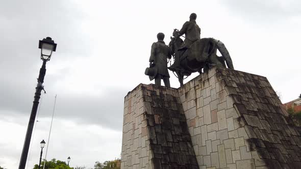 The Monument To The Heroes Casanova, Egusquiza, and Villanueva In The City Of Cajamarca, Peru. low a