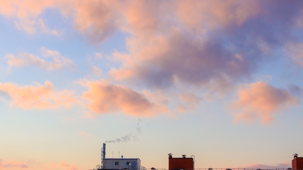 Timelapse of clouds at sunset.