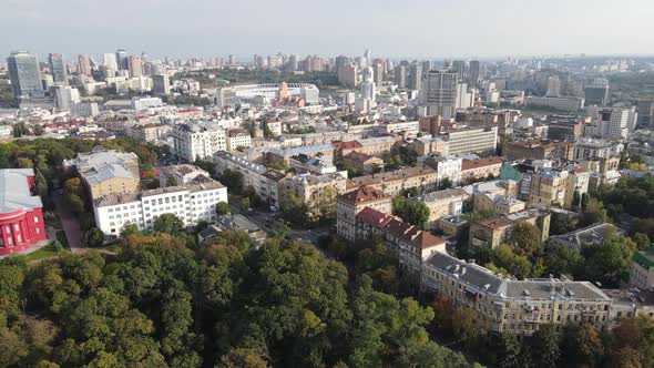 Cityscape of Kyiv, Ukraine. Aerial View, Slow Motion