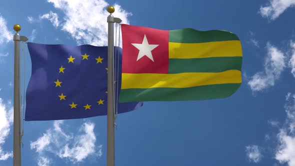 European Union Flag Vs Togo Flag On Flagpole