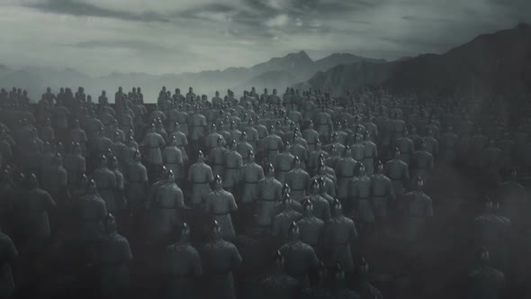 Big Army Of Saxon Soldiers Marching Into A Battlefield
