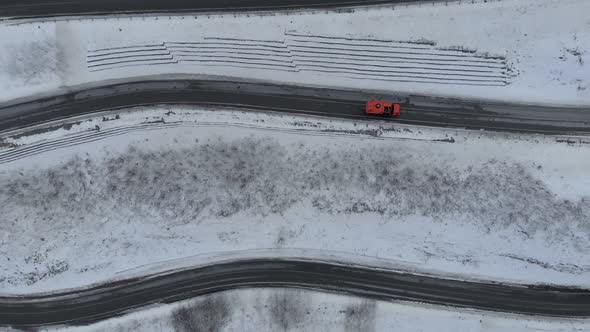 Aerial View of Winding Road in the Mountains