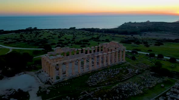 Selinunte Temple Sicily Italy Sunset at the Archeological Site of Selinunte Sicilia