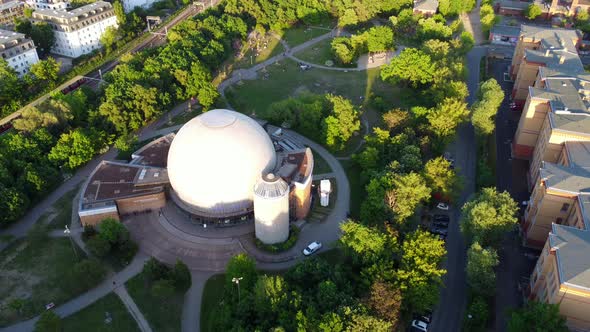 The perfect top view of the Zeiss Planetarium Amazing aerial view flight stable tripod drone footag