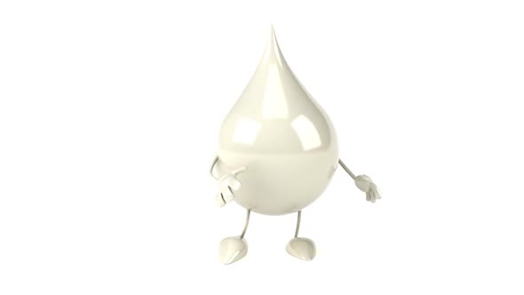 Fun 3D cartoon milk drop walking and presenting alt