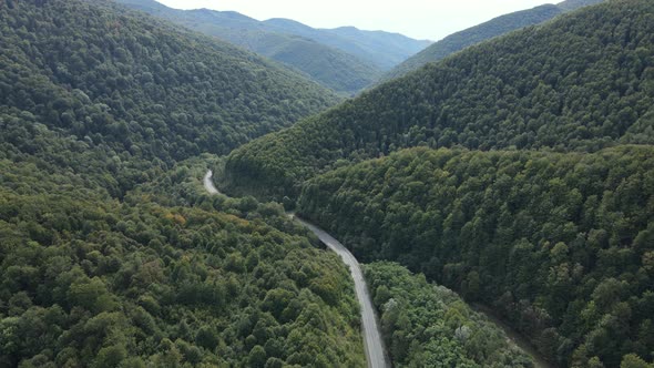 Aerial View of the Carpathian Mountains in Autumn. Ukraine