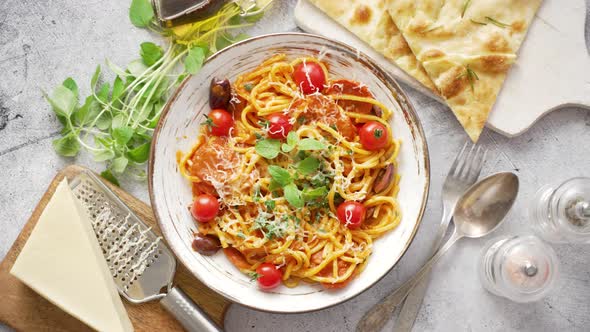 Tasty Appetizing Pasta Served with Tomato Sauce