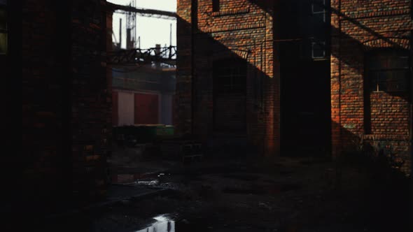 Abandoned Industry Buildings at Sunset alt