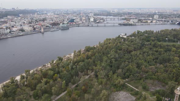 The Main River of Ukraine - Dnipro Near Kyiv. Slow Motion