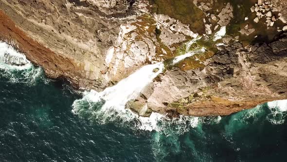 Aerial View of Bosdalafossur Waterfall in Faroe Islands