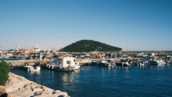 Docked Luxury Yacht Boats in a Port