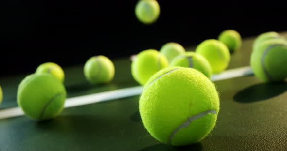 Tennis balls in court 4k