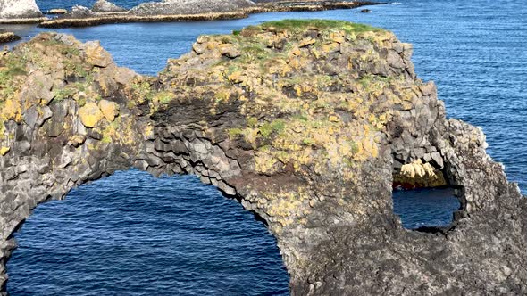 Arnarstapi Rock Formations Along the Coast in Summer Season Iceland
