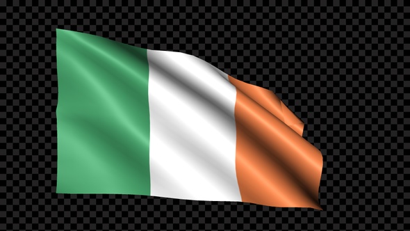 Ireland Flag Blowing In The Wind