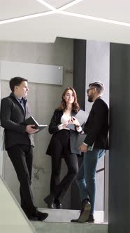 Three Coworkers Working on a Project at Office