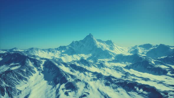 High Mountains Under Snow in the Winter